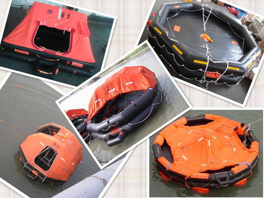Inflatable liferafts prepared for exchange