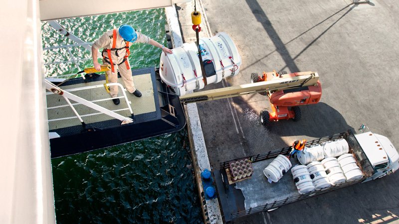 Liferaft servicing at the quayside