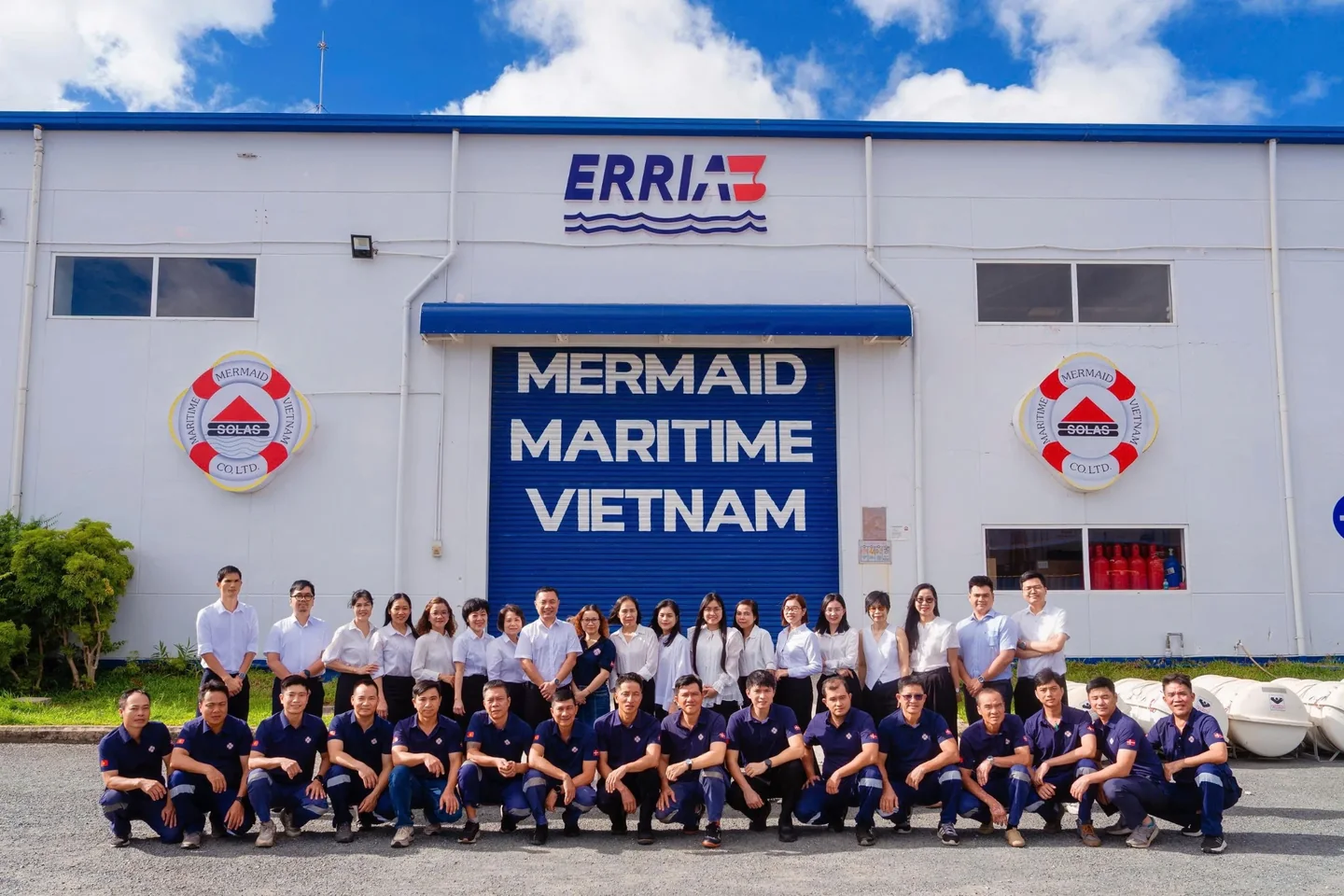 Mermaid Maritime Vietnam staff in front of the company facility in Vung Tau
